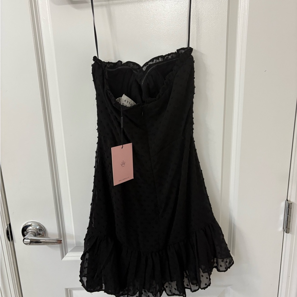 Hello Molly Black Ruffled Bustier Mini Dress